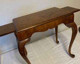 English Queen Anne Style Walnut Center Table with Candle Slides