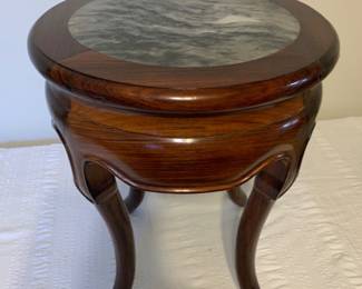 Antique Round Mahogany Tea Table , Marble Top