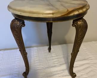 Antique Louis XVI Style round Stand/Side Table with Marble Top