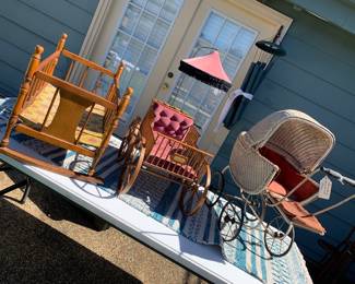 Vintage and Antique Doll Bed and Carriages