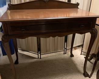 Queen Anne Style Vintage Mahogany Side Buffet/Writing Desk