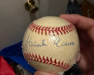 FF3 Laura FHank Aaron signed ball