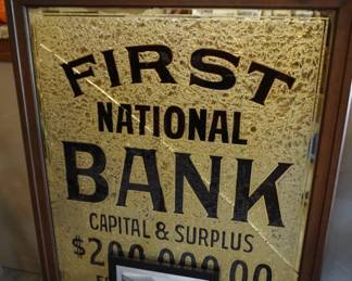 original First National Bank sign, gold leaf