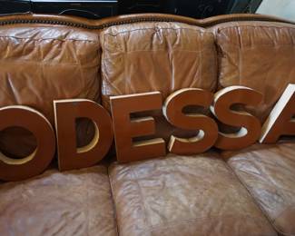 enamel Odessa, Texas sign, 6 separate pcs.