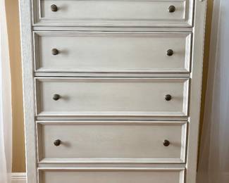 City Furniture white 5-drawer dresser. Measurements coming soon.
