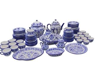77 Pc. Blue and White Talavera Set - LOT 268