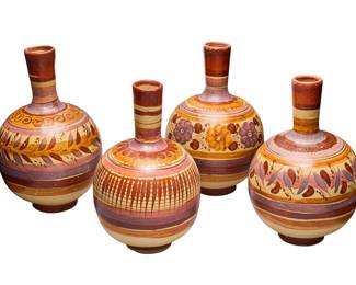 4 Vintage Mexican Tonala Water Vases - LOT 162