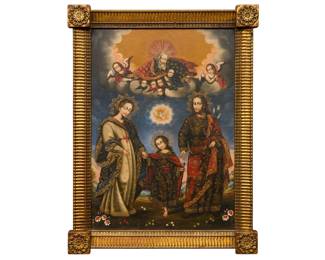 Spanish Colonial Style Painting, The Holy Family - LOT 38