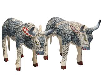 Zenen Fuentes, Pair of Alebrije Steer - LOT 632