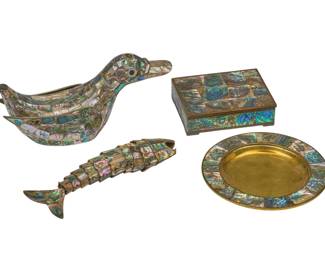 4 Los Castillos Abalone Shell and Copper Items - LOT 347