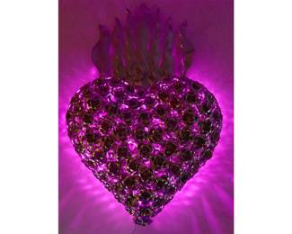Mexican Tin Sacred Heart Wall Lamp - LOT 345