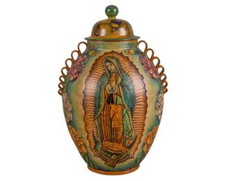 Large Virgen De Guadalupe Lidded Vase - LOT 64