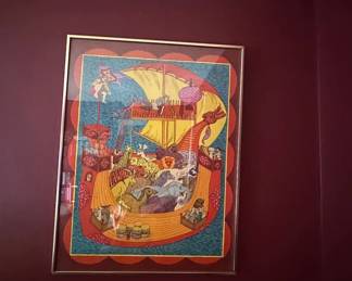 Lot 37: Colorful Framed Print of Noah's Ark