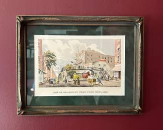 Lot 29: Framed reproduction of Lower Broadway Near Park Row