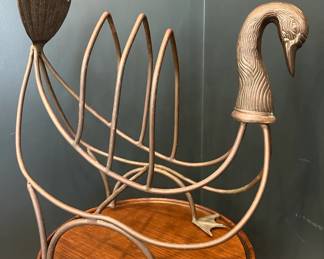 Lot 5: Brass Swan Shaped Decorative Rack In The Style Of Madison Jansen