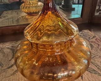 Empoli Glass Amber Circus Tent Apothecary Jar