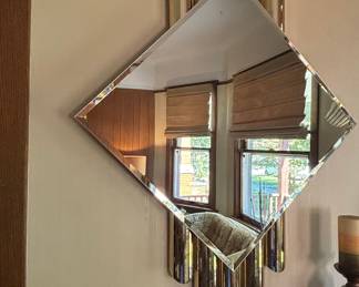 Art Deco Waterfall Mirror with Tiered Cylindrical Frame