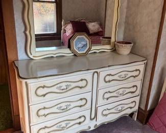 French Provincial Style Bedroom Dresser with Mirror