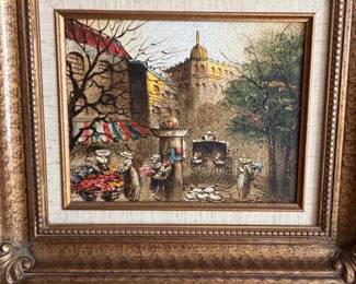 Vintage Boris Chezar Oil and Sand Painting