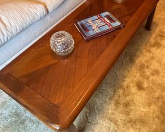 Mid-Century Modern Walnut Coffee Table with Chevron Pattern