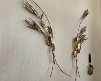 Mid-Century Modern Brass Wheat Wall Sculptures (Set of 2)