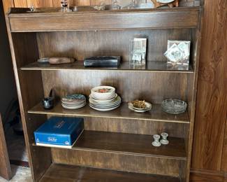 Mid-Century Modern Oak Veneer Open Bookcase