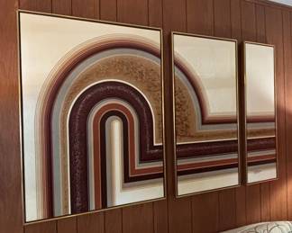 Marvin Cherney (signed 'Letterman') Mid-Century Modern Triptych