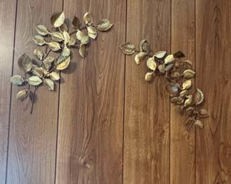 Mid-Century Modern Brass and Copper Leaf Wall Sculptures
