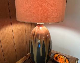 Vintage Mid-Century Drip Glaze Ceramic Table Lamp