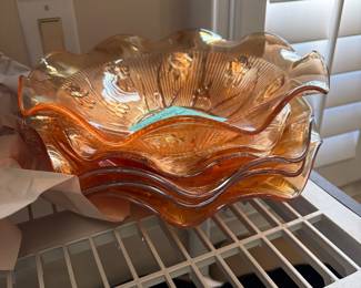 Jeannette Glass iris and herringbone iridescent and more