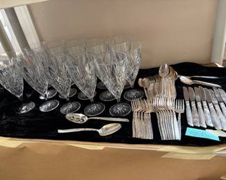 Princess House crystal stemware and heavy, community silverplate flatware