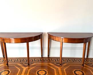 Pair c1790 Antique Demilune Tables