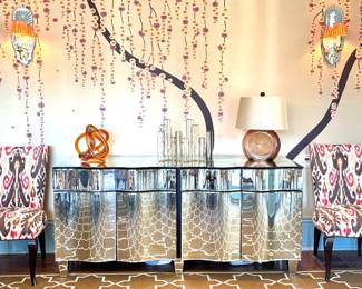 A Lorin Marsh stunning serpentine mirrored credenza