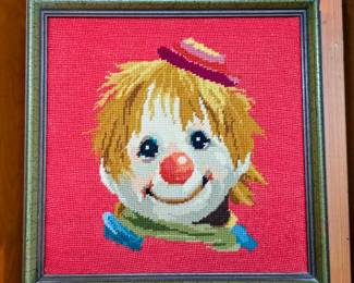 Needlepoint clown picture