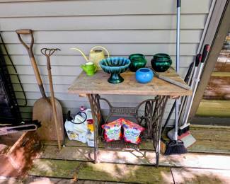 Treadle sewing maching base made into table