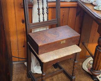 Side chair with wooden box
