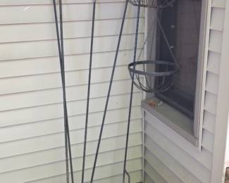 Shepherd's hooks and hanging baskets