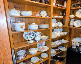 China and silverplate serving pieces