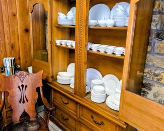 China cabinet and wooden rocker