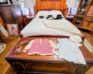 Full size bed and another cedar chest