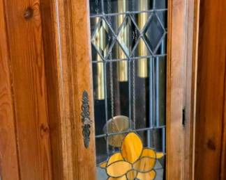 Grandfather clock with stained glass insert