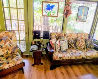 Great vintage furniture set - sofa, platform rocker, side chair and small table