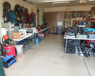 Clean and well ordered garage full of goodies