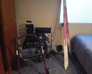 A full set. Ski's and a chair/walker for when you break your leg