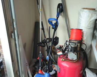 Upright compressor and battery operated snowblower