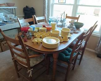 Fiestaware and dining table