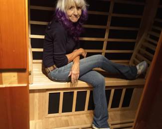 Warning. Prolonged use of sauna may turn hair PURPLE
