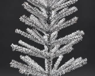 Silver tinsel Christmas tree