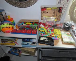 Infant toys, puzzles, card games and books