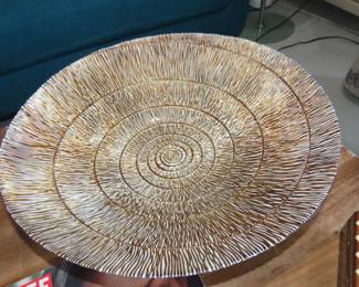 Large decorative spiral glass dish.